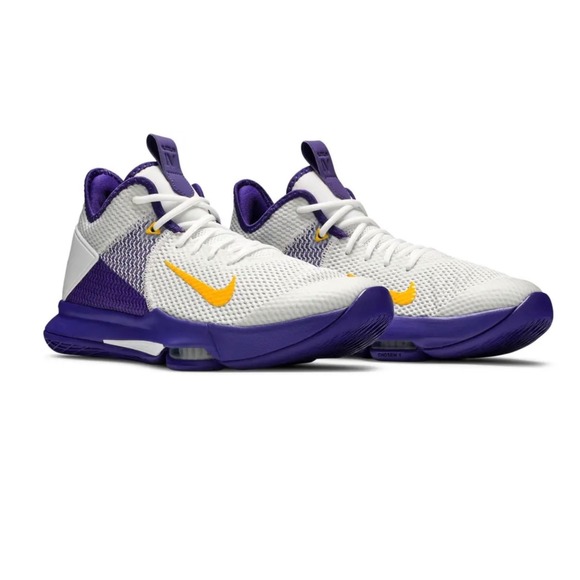Nike LeBron Witness IV Men's Basketball Shoes White Purple Yellow Size 7.5